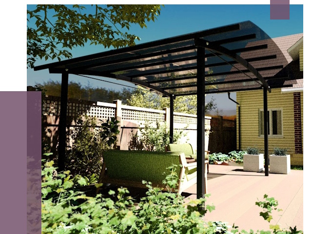 Навесы для террасы в Кузнецке от 13291 руб. под ключ | ПРОЛЁТ-Кнц