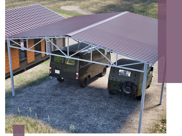 Двускатные навесы под ключ в Кузнецке — изготовление и монтаж